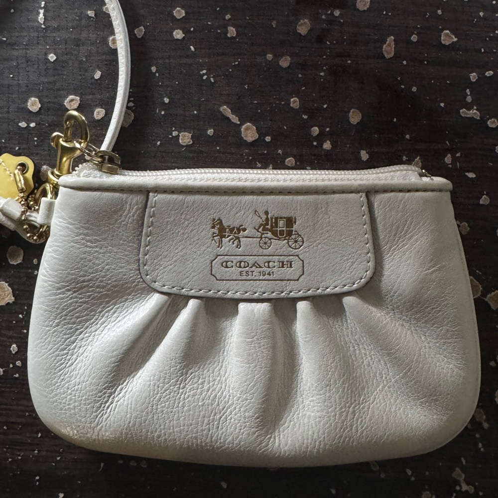 Coach white wristlet